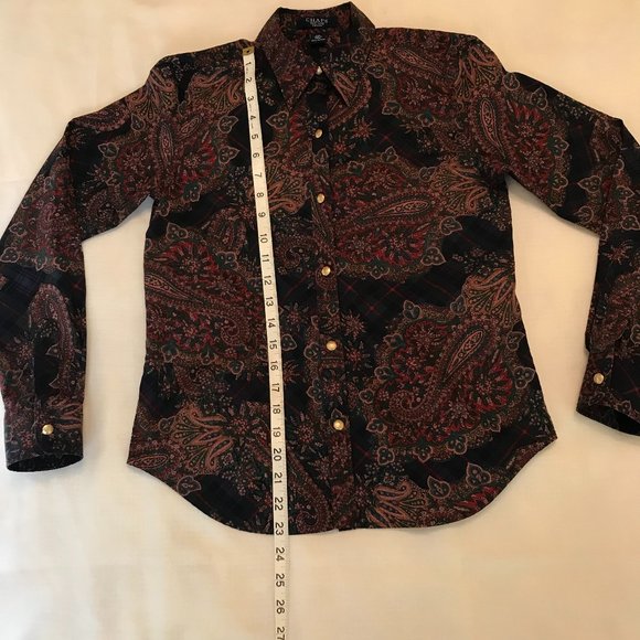 Chaps Petite Long-sleeved Blouse - Paisley - Size PS - Picture 9 of 9